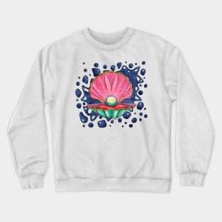 Cartoonish clam with pearl, bright seashell Crewneck Sweatshirt